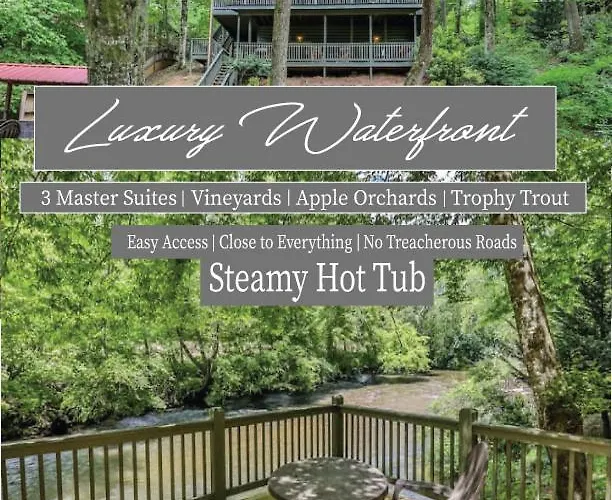 Luxury Babbling River Mtn Home - 3 Master Suites - Hot Tub - Great Price! (Adults Only)